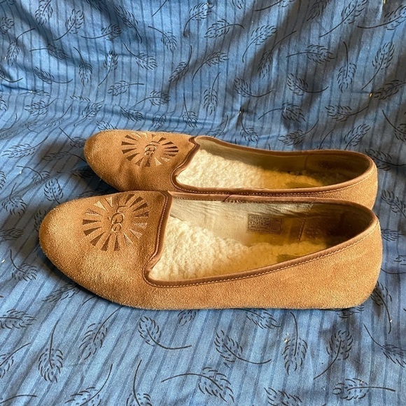 Ugg Alloway slippers in chestnut brown with shearling liners 9 - Picture 2 of 5